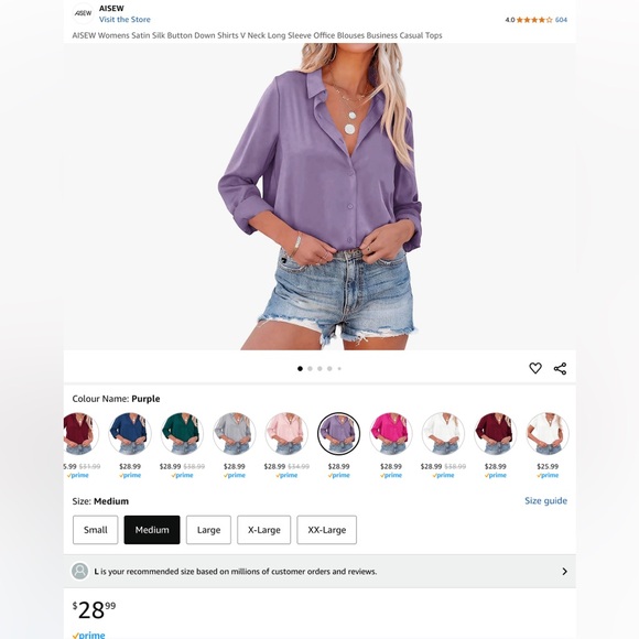 Mauve purple Satin Button Down Dress Shirt | Medium - Picture 5 of 5